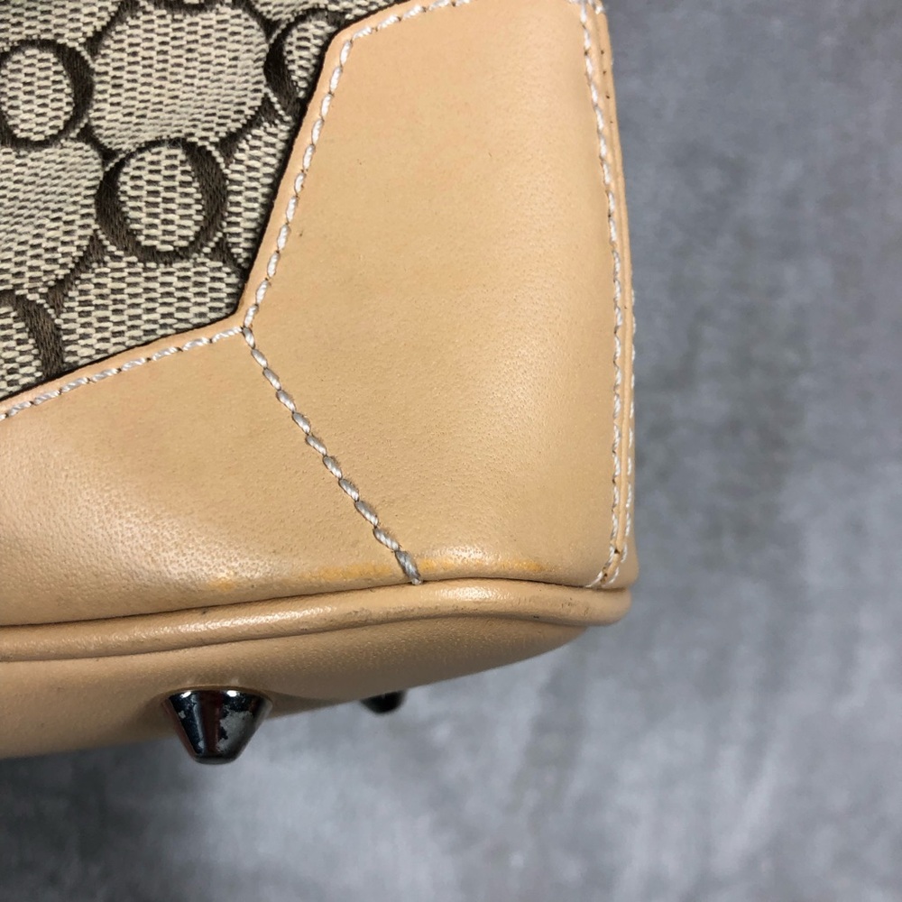 Vintage Oroton Monogram Canvas Shoulder Bag Tan Brown 90s Y2K Luxury Designer - Picture 6 of 14